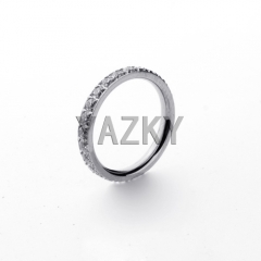 Stainless steel ring with CZ-Steel color