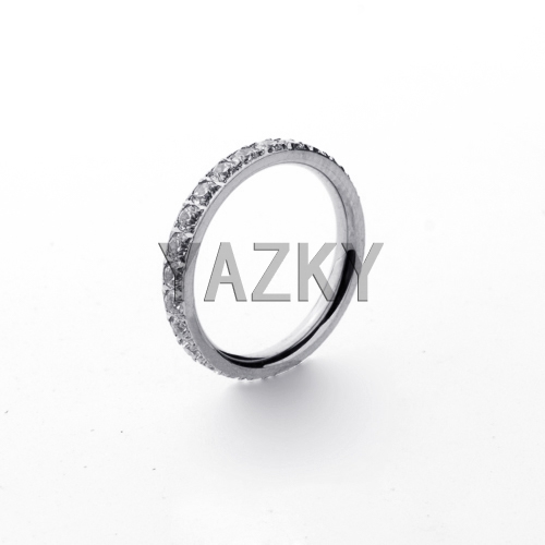 Stainless steel ring with CZ-Steel color