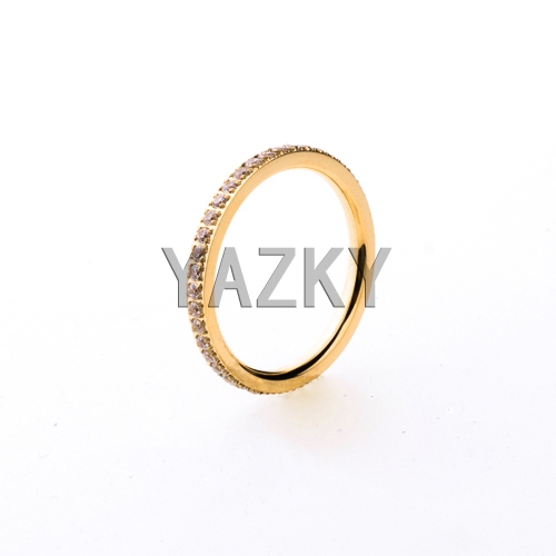 Stainless steel ring with CZ-Gold color