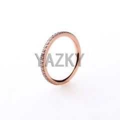 Stainless steel ring with CZ-Rose gold color