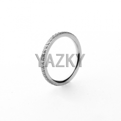Stainless steel ring with CZ-Steel color