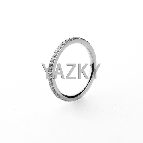 Stainless steel ring with CZ-Steel color