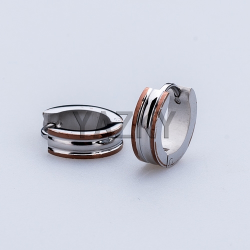 Fashion stainless steel earring-Steel&Coffe color