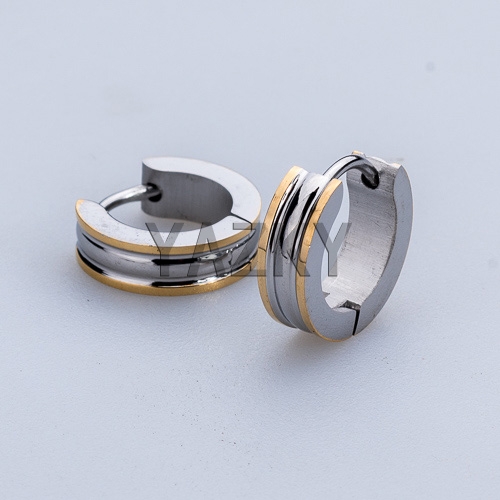 Fashion stainless steel earring-Steel&Gold color