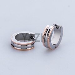 Fashion stainless steel earring-Steel&Rose gold color