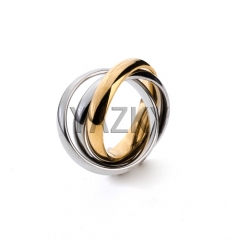 Stainless steel ring -Steel+gold color