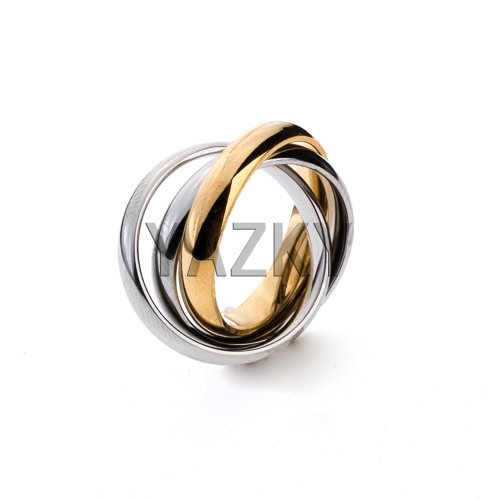 Stainless steel ring -Steel+gold color