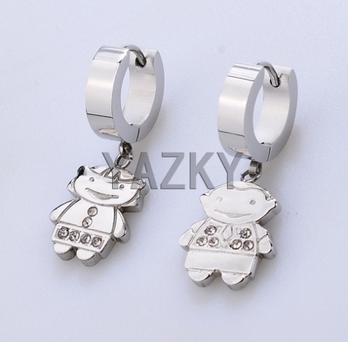 Fashion stainless steel earring-Steel color