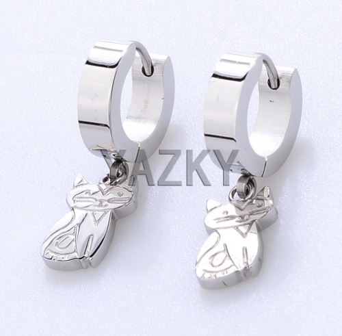 Fashion stainless steel earring-Steel color