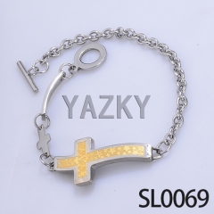 Cross with IP gold bracelet