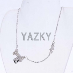 Stainless steel necklace,heart&bone