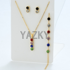 Colorful glass stones jewelry set