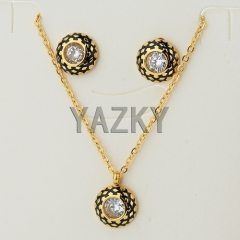Two-tone colors jewelry set with CZ