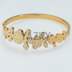 Bangle with rhinestones and gold color plating
