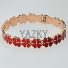 Stainless steel bangle with red epoxy