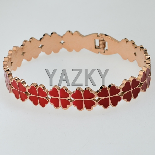 Stainless steel bangle with red epoxy