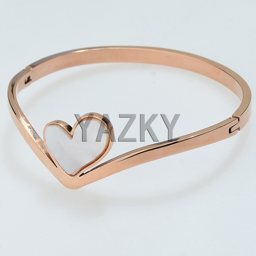 Heart shape bangle with rose gold color coating