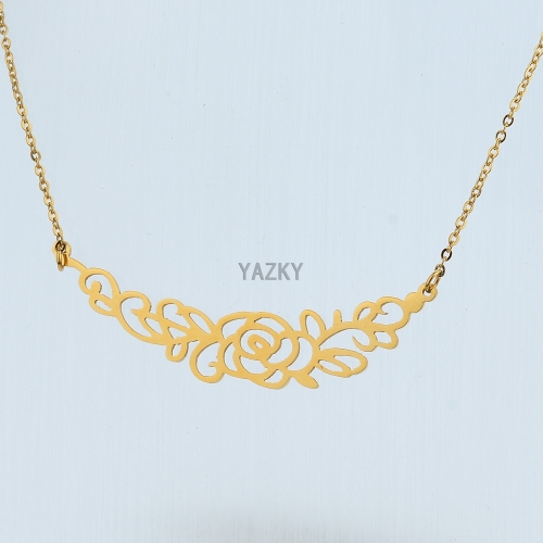 Stainless steel necklace with gold color plating