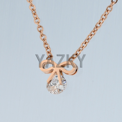 Bowknot necklace with rose gold color coating