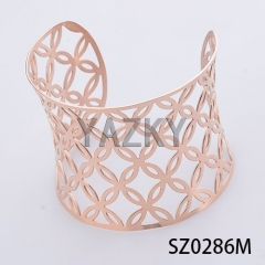 Hollow bangle with rose gold color coating