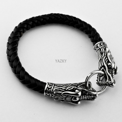 Dragon clasp leather bracelet