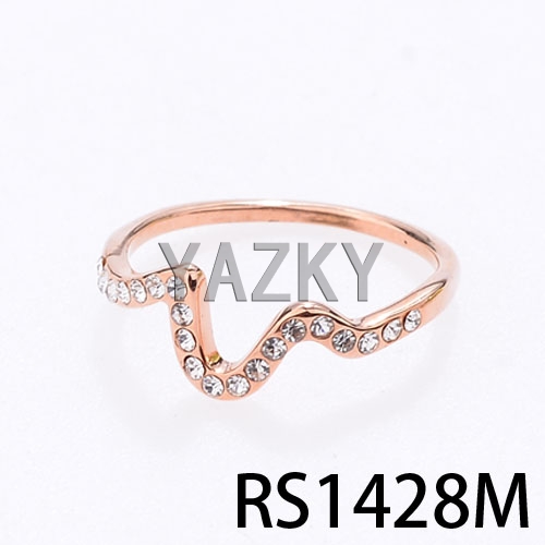 Elegant designed ring with rose gold coating