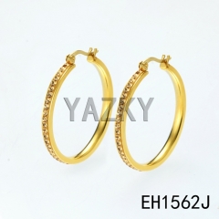 Fashion stainless steel earring with rhinestones