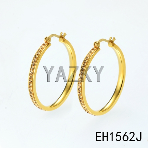 Fashion stainless steel earring with rhinestones