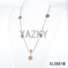 Flower style rose gold plated necklace