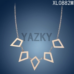 Rhombus style rose gold plated necklace