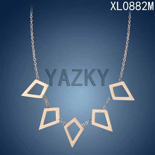 Rhombus style rose gold plated necklace