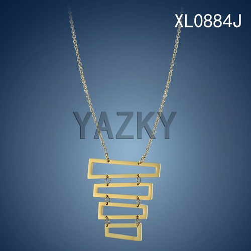 Rectangles style gold plated necklace