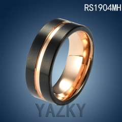 Stainless steel rose gold and black color ring