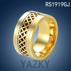 Stainless steel big size gold ring