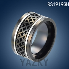 Stainless steel big size black ring