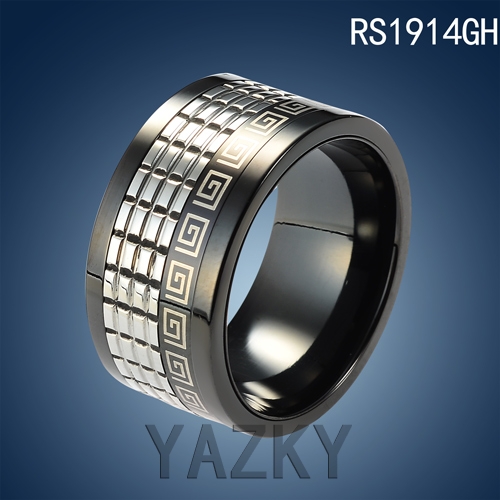 Stainless steel big size black ring
