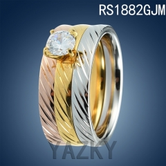 Stainless steel ring with white zircon for wedding and engagement