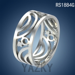 Stainless steel couple ring with hollow out pattern