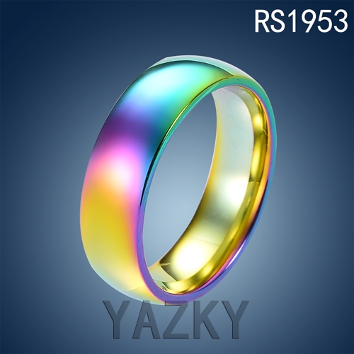 Rainbow color plated Gay pride Stainless steel ring
