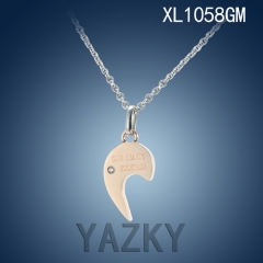 Heart style with "OUR HEART 2OGETHER" and white zircon rose gold plated necklace