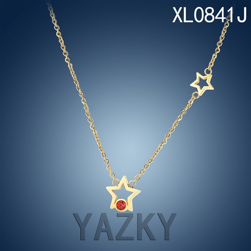 Star necklace with ruby zircon