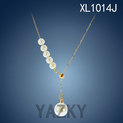 Imitation pearl gold plated new collection necklace