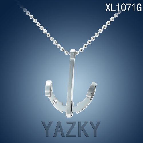 Anchor pendant and ball chain style necklace