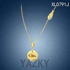Cute fish pendant gold plated stainless steel necklace