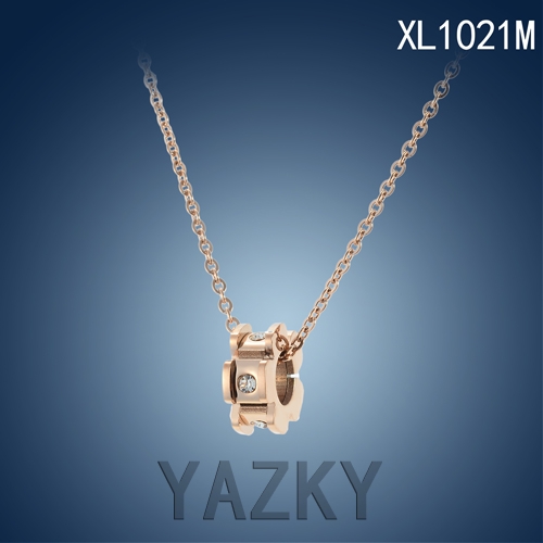 Flower style with white zircon rose gold plated necklace