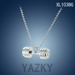 Dumbbell style silver color necklace