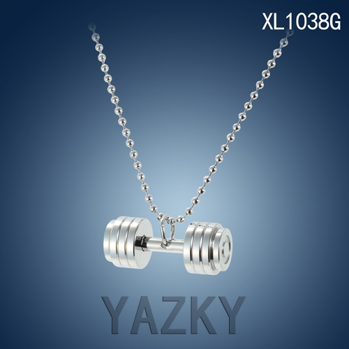 Dumbbell style silver color necklace