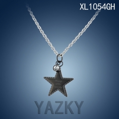 Black plated star style with white zircon necklace