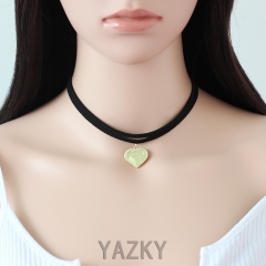 Heart shape double layers chocker necklace