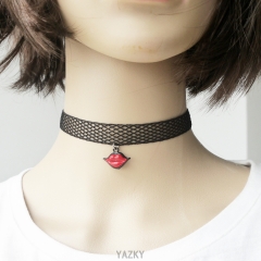 Red lip chocker necklace